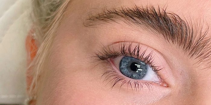 Before: straight, light lashes.