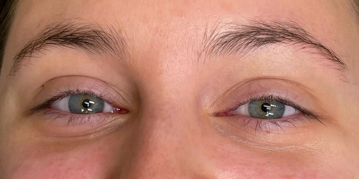 Before: short, straight lashes.