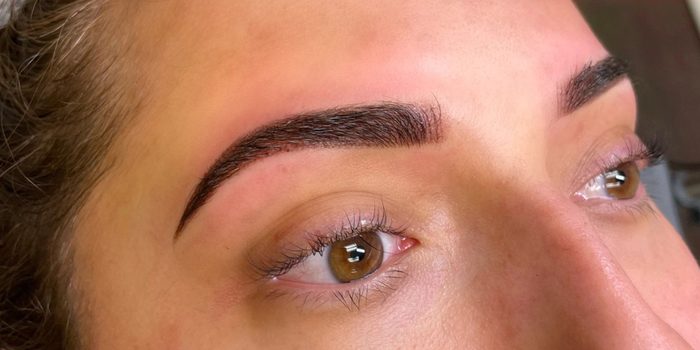 After: defined, softly shaded brows.